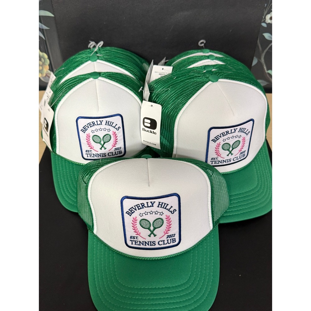 Lot New Trucker Hats Buckle Beverly Hills Tennis Club Green White Snapback 15 Ct